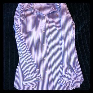 Polo long sleeve blue and white striped polo